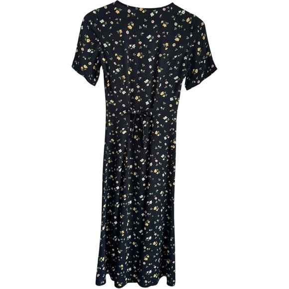 REFORMATION Locklin Midi Dress in Venezia Black Floral Crepe Short Sleeve XS 0 - Picture 6 of 11